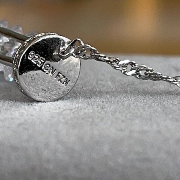 STERLING SILVER & CUBIC ZIRCONIA DESIGNER NECKLACE Fuzion Creations NEW 85 Gems - Picture 8 of 16